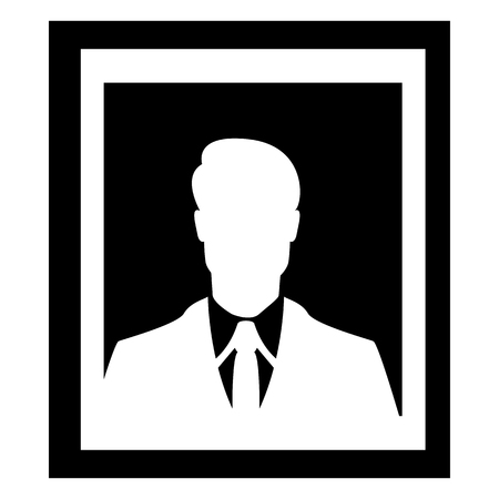 Vector black silhouette business men avatar illustration. Default userpic.のイラスト素材