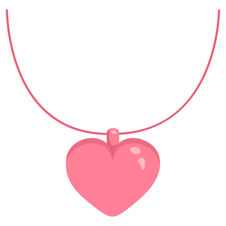 Vector single color icon - Pink heart shape necklace illustration.のイラスト素材