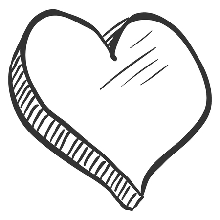 Abstact Love Symbol in Black Sketch Heart.のイラスト素材