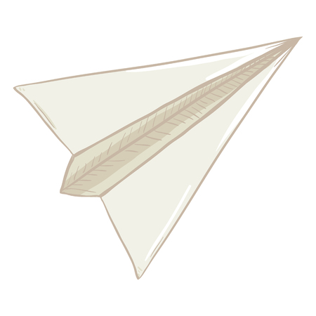 Vector Single Cartoon White Origami Paper Planeのイラスト素材