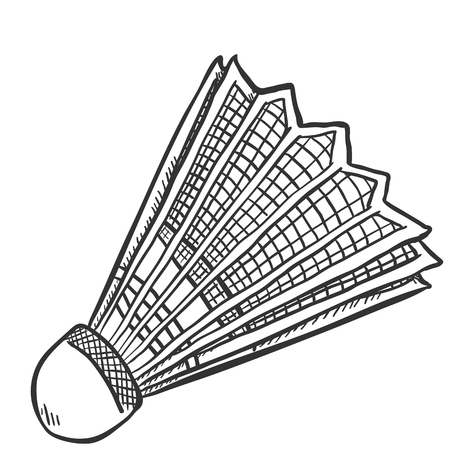 Vector Pencil Sketch Shuttlecock Volant for Badmintonのイラスト素材