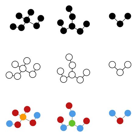 A Vector Set of Molecular Connection Icons. Line, Silhouette and Colorのイラスト素材