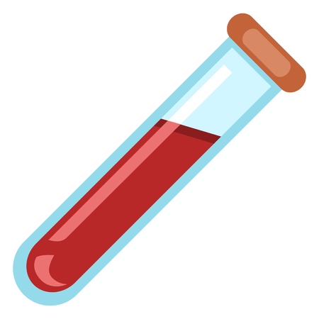 Vector Color Icon - Glass Vial with Blood.Chemical Lab Glassware.のイラスト素材