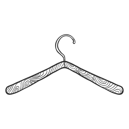 Vector Single Black Sketch Wardrobe Shoulder Hanger.のイラスト素材