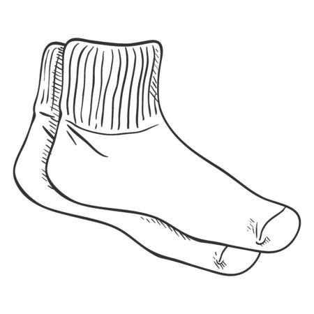 Vector Outline Sketch Illustration - Pair of Sport Socksのイラスト素材