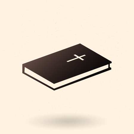 Vector Black Silhouette Holy Bible Icon. Christian Book Pictogram.のイラスト素材