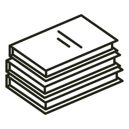 Vector Single Black Outline Icon - Stack of Booksのイラスト素材