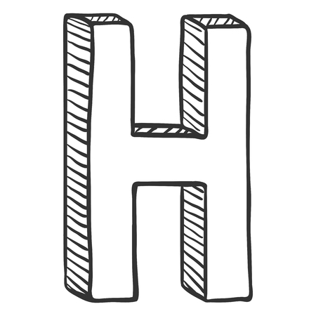 Vector Doodle Sketch Illustration - The Letter Hのイラスト素材
