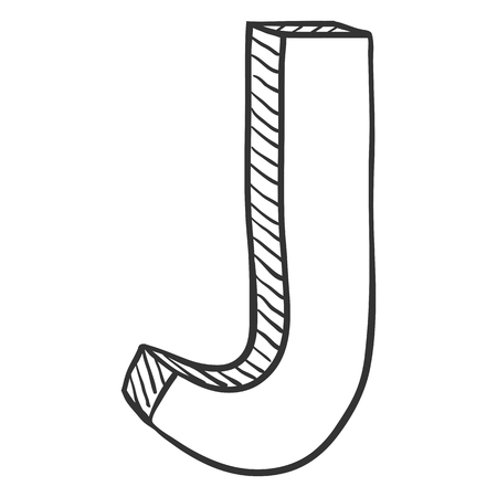 Vector Doodle Sketch Illustration - The Letter Jのイラスト素材