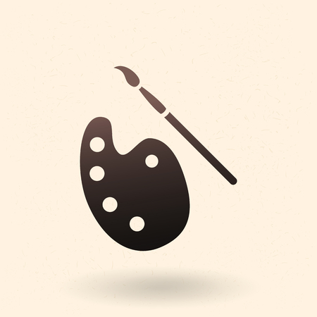 Vector Black Silhouette Icon - Pallete and Brush. Painting Tools.のイラスト素材