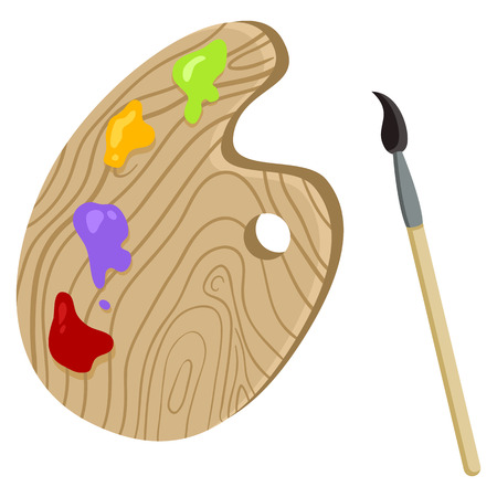 Vector Single Color Flat Icon - Pallete and Brush. Painting Tools.のイラスト素材