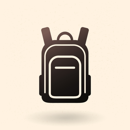 Vector Black Silhouette Icon - School Bag. Plain Backpack.のイラスト素材