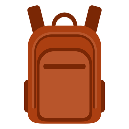 Vector Color Flat Icon - Red School Bag. Plain Backpack.のイラスト素材