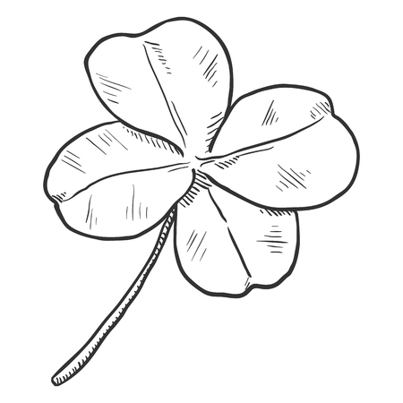 Vector Single Black Sketch Illustration - Four-Leaf Cloverのイラスト素材