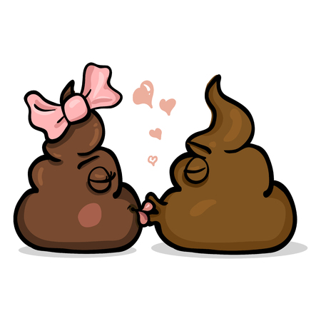 Vector Cartoon Illustration - Couple of Shit Characters are Kissing each other.のイラスト素材