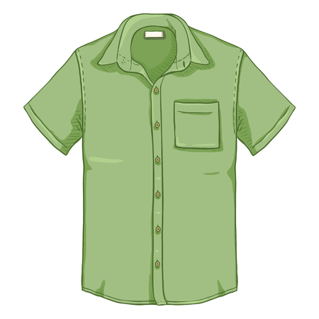 Vector Cartoon Khaki Short Sleeve Men Shirt with Pocketのイラスト素材