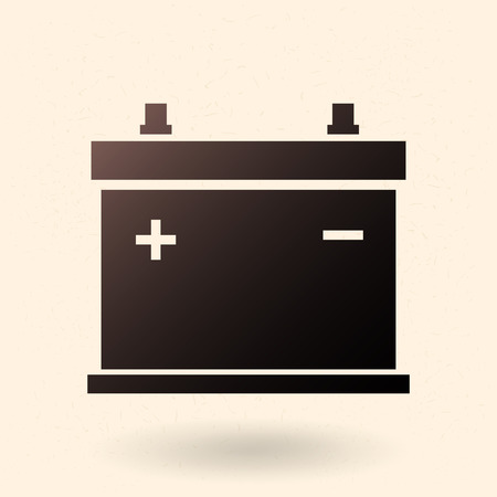 Vector Black Silhouette Icon - Car Battery. Automobile Accumulatorのイラスト素材
