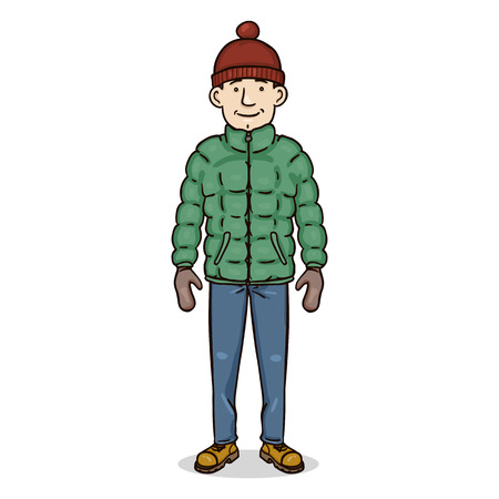 Vector Cartoon Character - Young Man in Winter Outfitのイラスト素材