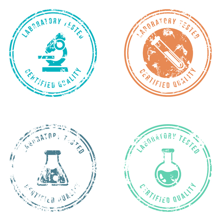 Vector Set of Color Stamps with Text - Laboratory Tested, Certified Quality.のイラスト素材