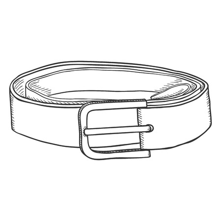 Vector Sketch Classic Leather Belt with Metal Buckleのイラスト素材