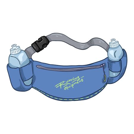 Cartoon Blue Belt Bag Illustration. Sports Belt bag for Runnersのイラスト素材