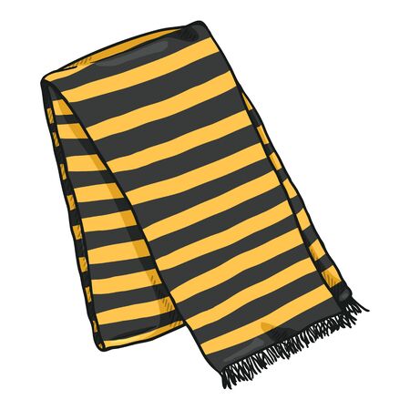 Vector Cartoon Folded Striped Scarf. Black and Yellow Neckerchiefのイラスト素材