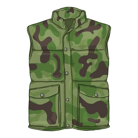 Vector Cartoon Camouflage Down Vest. Waistcoat Illustration.のイラスト素材