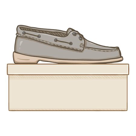 Vector Cartoon Gray Textile Shoes with Shoeboxのイラスト素材