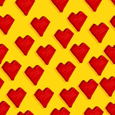 Vector Seamless Love Pattern. Cartoon Valentines Day Backgroundのイラスト素材