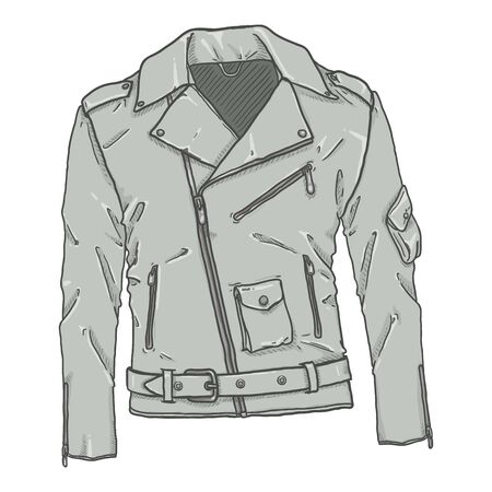 Vector Cartoon Gray Motorcycle Jacket. Biker Style Outfitのイラスト素材