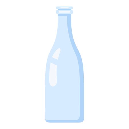 Milk Bottle. Vector Silhouette Icon of Blue Glass Package.のイラスト素材