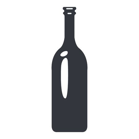 Wine Bottle. Vector Silhouette Icon of Glass Package.のイラスト素材