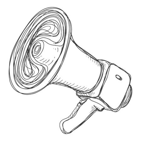 Vector Sketch Loudspeaker on Isolated White Background.のイラスト素材