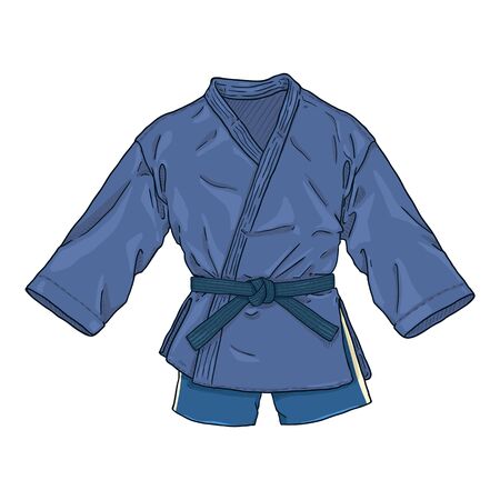 Blue Sambo Uniform. Kimono Jacket and Shorts Illustrationのイラスト素材