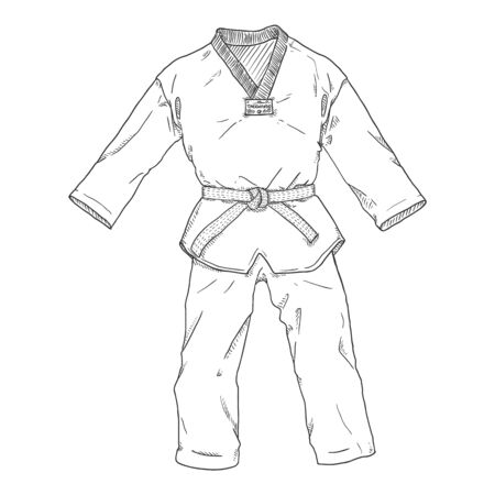Vector Sketch Taekwondo Kimono Illustration. Gi for Martial Arts.のイラスト素材