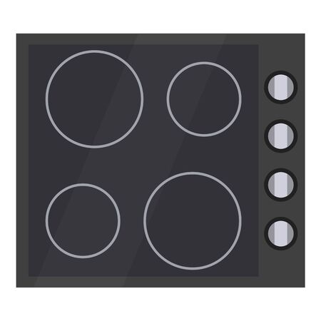 Vector Flat Illustration of Hob. Top View Kitchen Equipmentのイラスト素材