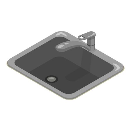 Vector Flat Illustration of Kitchen Sink. Isometric View.のイラスト素材