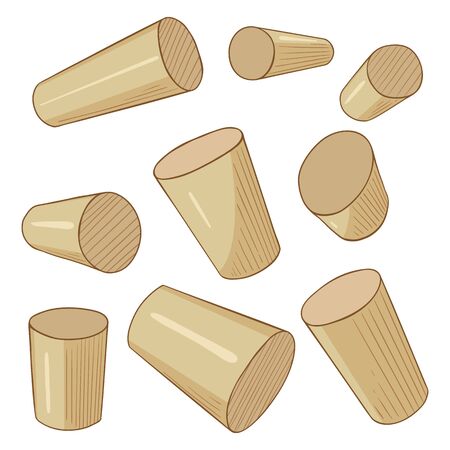 Cartoon Cylinders. Vector Set of Perspective Geometry Drawingのイラスト素材
