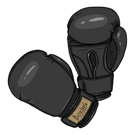 Black Boxing Gloves. Vector Cartoon Illustrationのイラスト素材