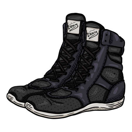 Vector Cartoon Black Boxing Shoes Illustrationのイラスト素材