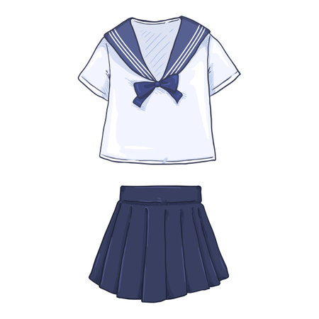 Vector Cartoon Japanese School Uniform for Girlsのイラスト素材