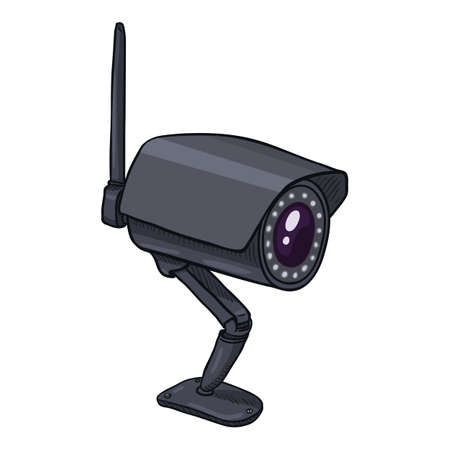CCTV Illustration. Vector Cartoon Black Security Cameraのイラスト素材