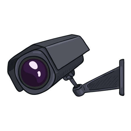 CCTV Illustration. Vector Cartoon Black Security Cameraのイラスト素材