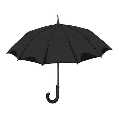 Black Umbrella. Vector Cartoon Illustration on White Backgroundのイラスト素材