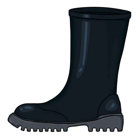 Vector Cartoon Black Rubber Boots Illustrationのイラスト素材