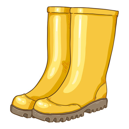 Vector Cartoon Yellow Rubber Boots Illustrationのイラスト素材
