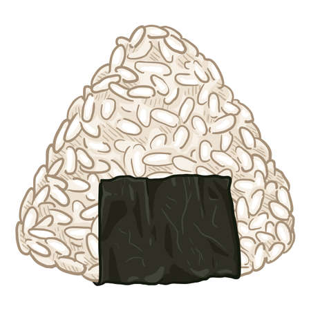 Onigiri. Vector Cartoon Illustration of Japanese Rice Ball with Nori Sheet.のイラスト素材