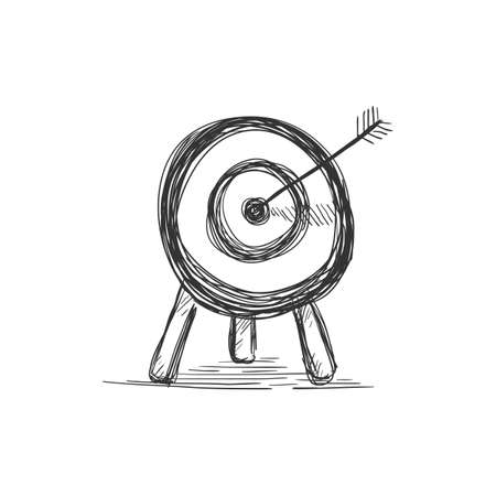Vector Archery Target Dirty Sketch Illustrationのイラスト素材
