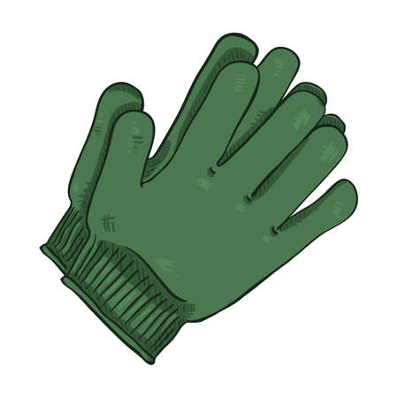 Vector Cartoon Illustration - Green Casual Woolen Glovesのイラスト素材