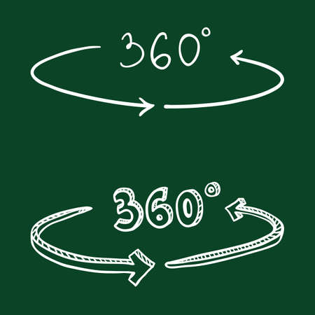 Vector Hand Drawn Chalk Sketch 360 Degrees Iconsのイラスト素材
